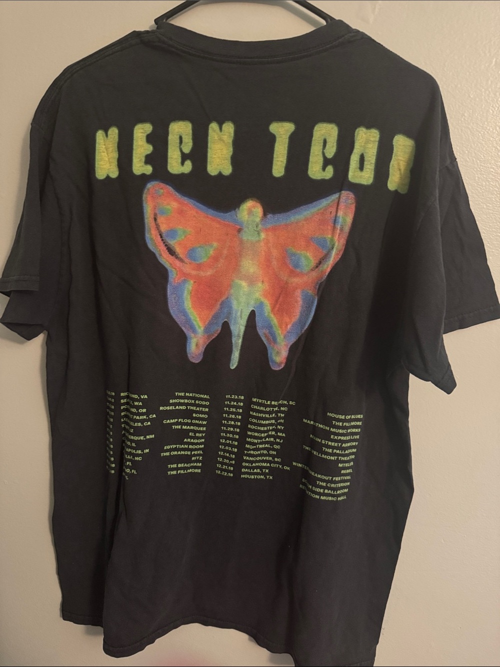 Black Neon Playboi Carti concert Tee with Butterfly - Picture 2 of 3